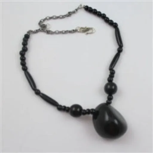 Statement Bead Necklace in Black Tagua Nut Beads  Fair Trade