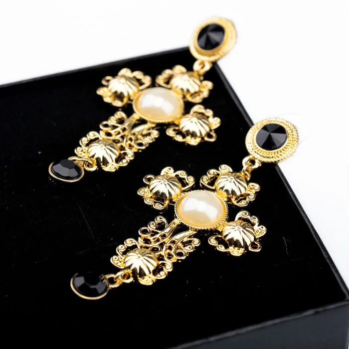 Statement Trendy Jewelry Elegant Shiny Resin Stone Cross Earrings