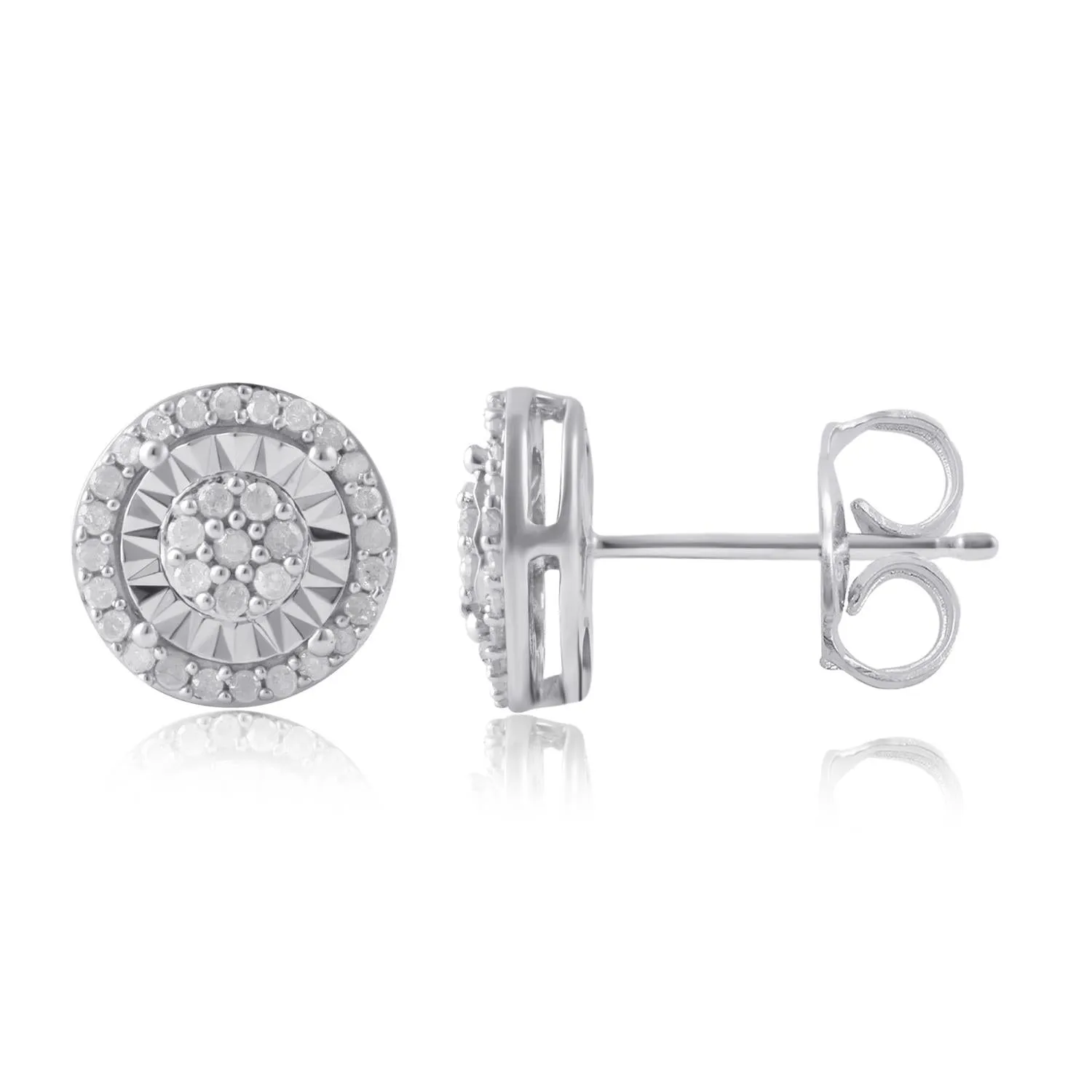 Sterling Silver 1/4 CTW Diamond Stud Earrings