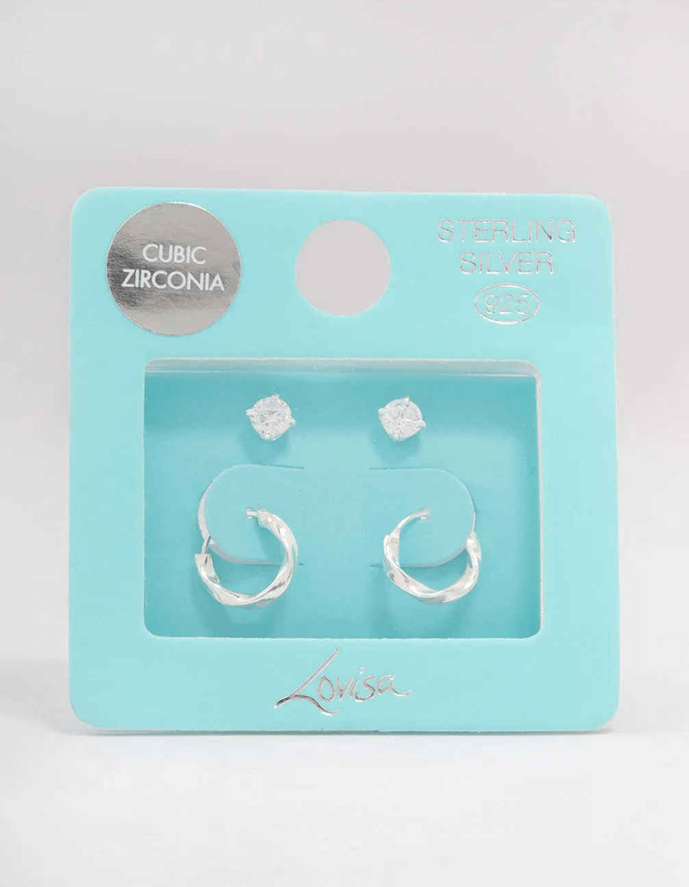 Sterling Silver Cubic Zirconia & Twisted Hoop Earrings