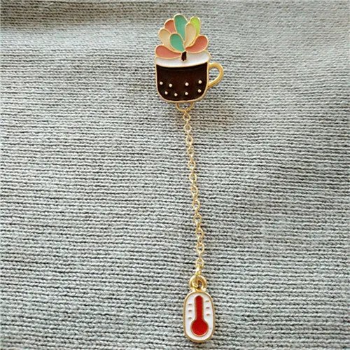 The new fashion Lovely green cactus Bonsai plants Enamel girl brooch free shipping new drip pin badge  clothes pins wholesale