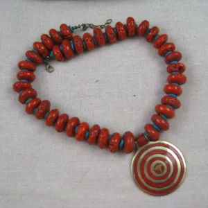 Tibetan Red Buddha Eye Pendant Necklace