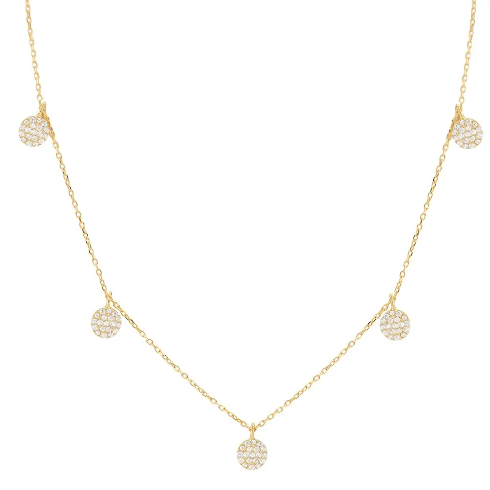 TINY DISC DANGLE NECKLACE, GOLD