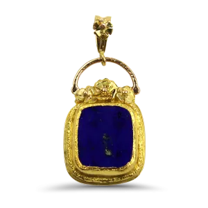 Tracy Johnson Estate 18/22k Yellow Gold Lapis Tablet Pendant