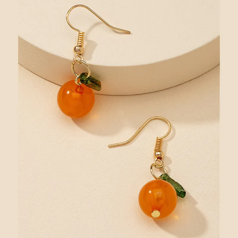 Trendy Orange Fruit Earrings - Vienna Verve Collection