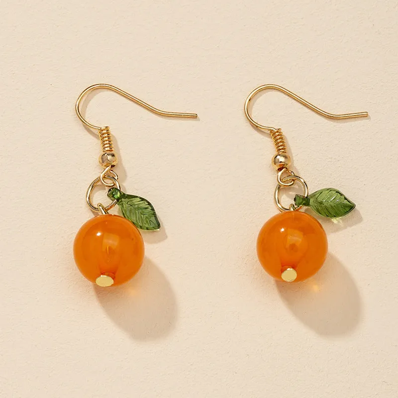 Trendy Orange Fruit Earrings - Vienna Verve Collection