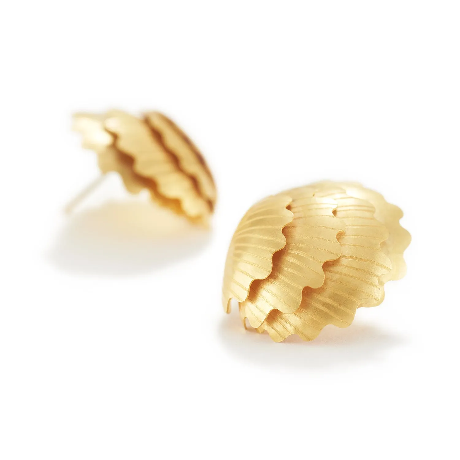 Triple Layered Scallop Earrings