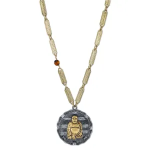 T.R.U. Sitting Budda On Vintage Chain Pendant Necklace 32"