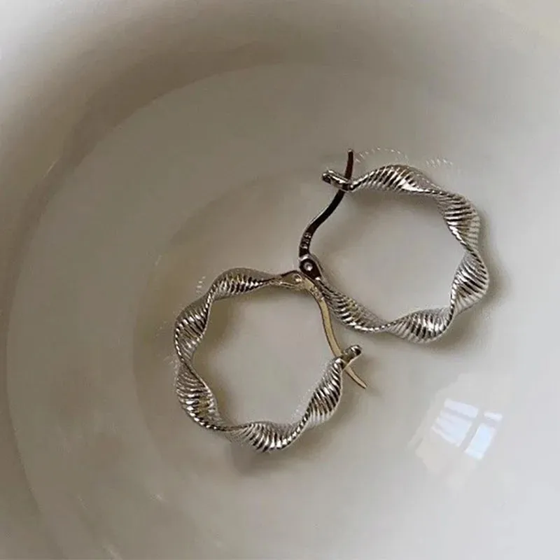 VAIGE Elegant Silver Twisted Circle Hoops