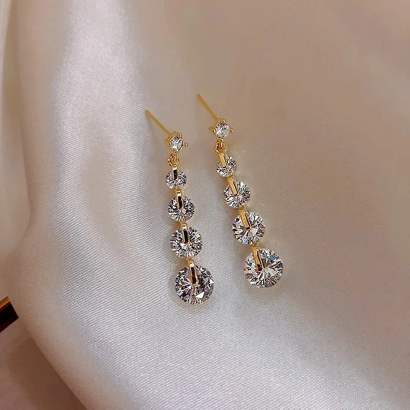 VAIGE Trendy Geometric Drop Earrings with High-Level Crystal Zircon for Everyday Wear and Special Occasions