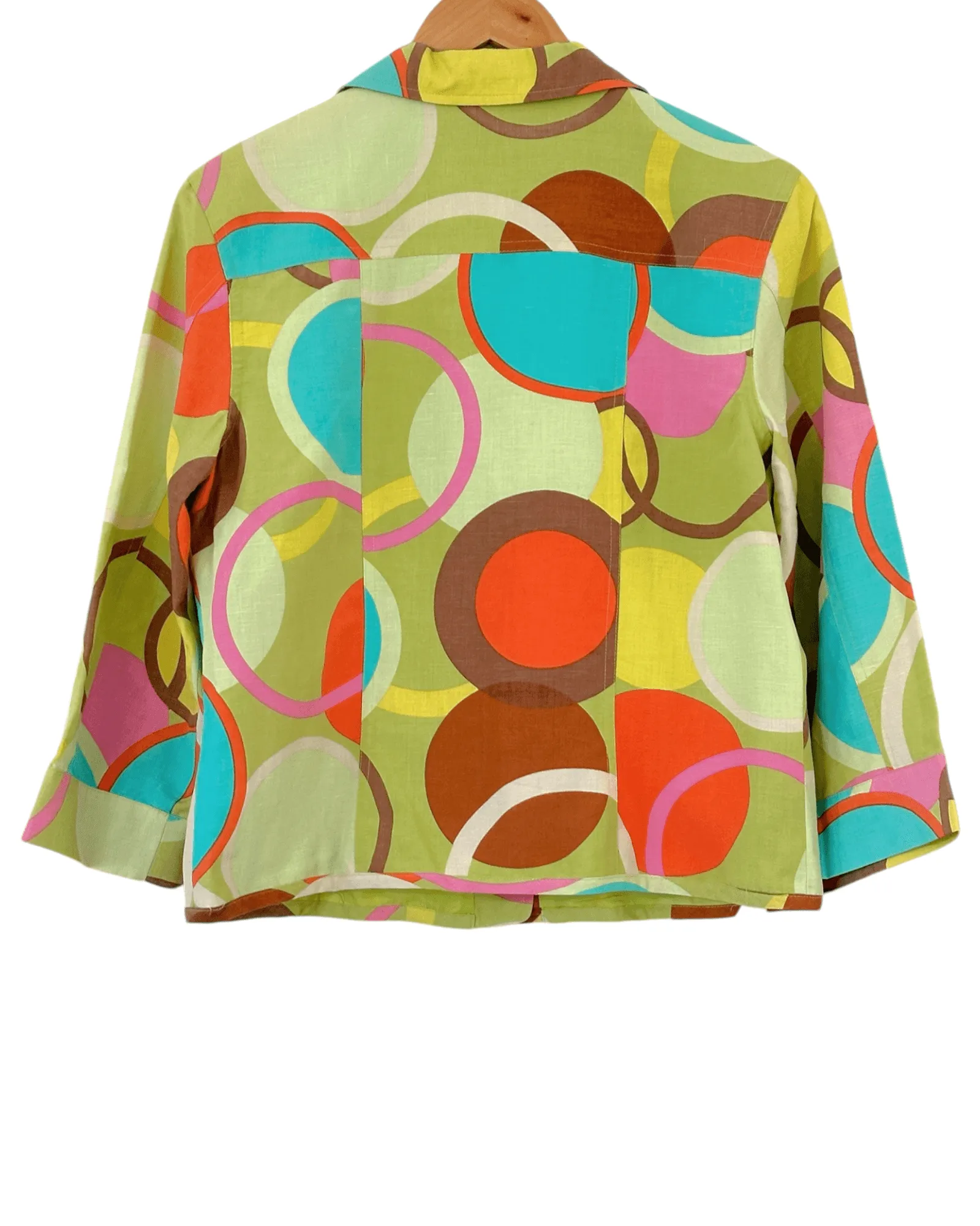 Warm Spring Circle Print Silk and Linen Jacket