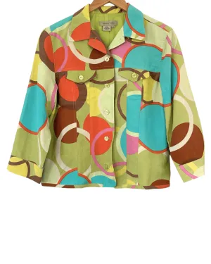 Warm Spring Circle Print Silk and Linen Jacket