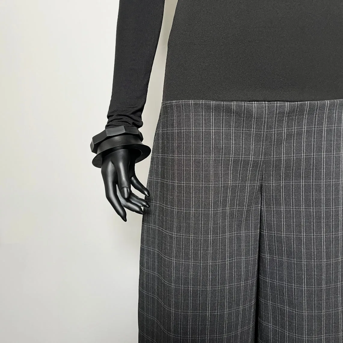 Wide Leg Pant - Grey Stretch Plaid