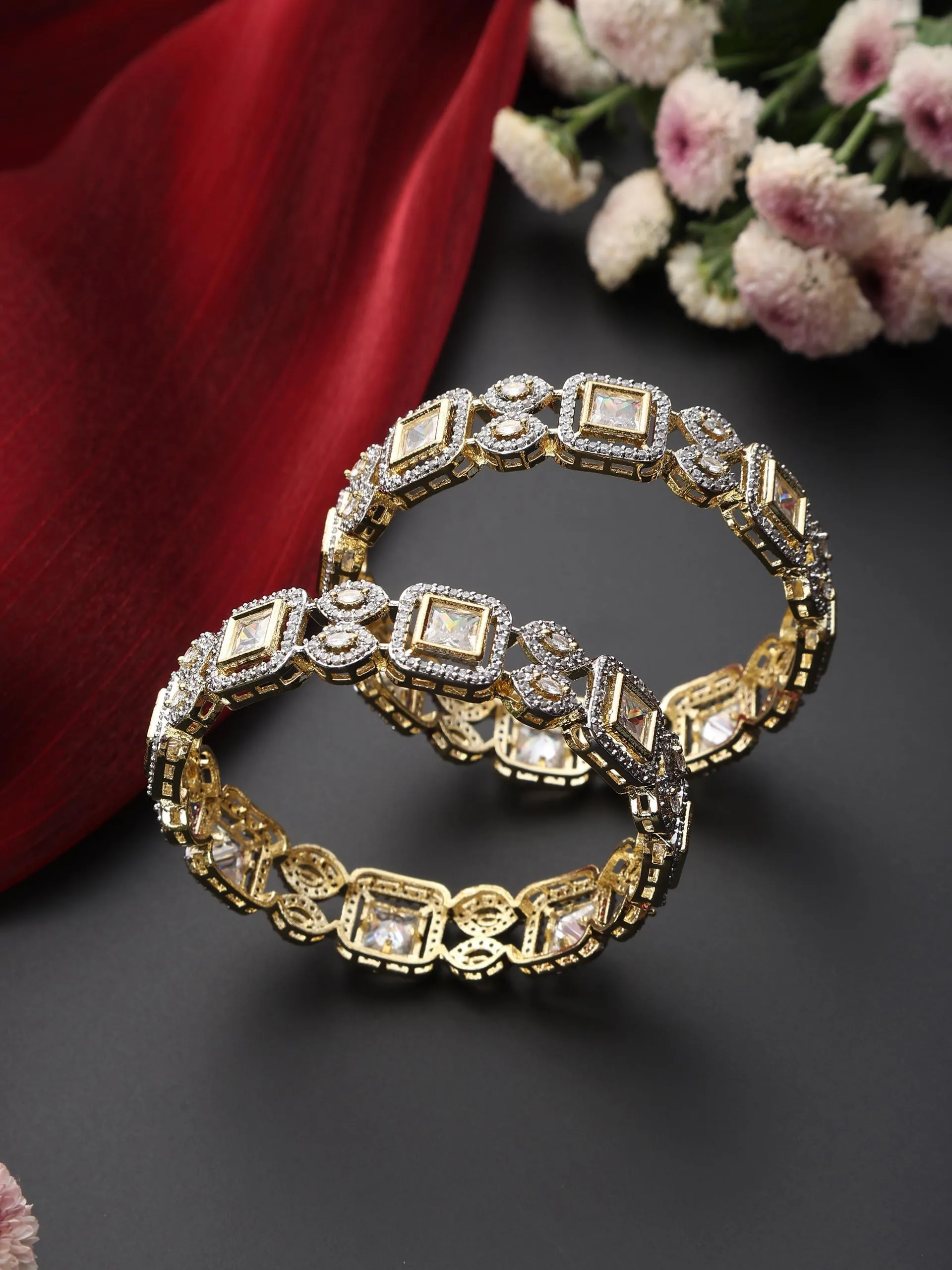 Yellow White Broad Bangles