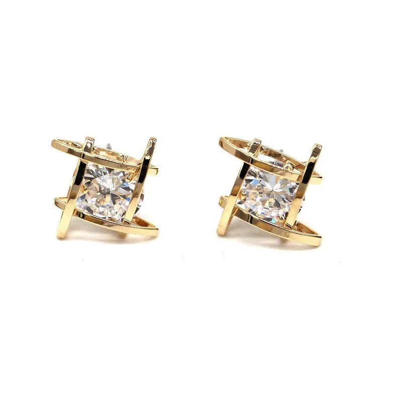 Zircon stud earrings for women bijoux gold / platinum plated earring new fashion jewelry