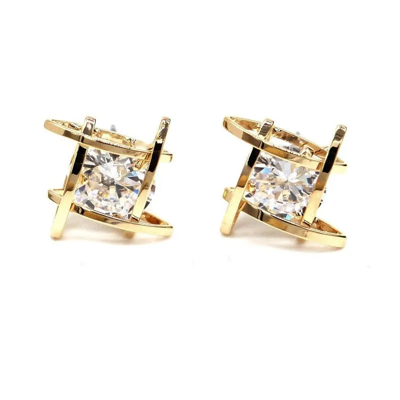 Zircon stud earrings for women bijoux gold / platinum plated earring new fashion jewelry